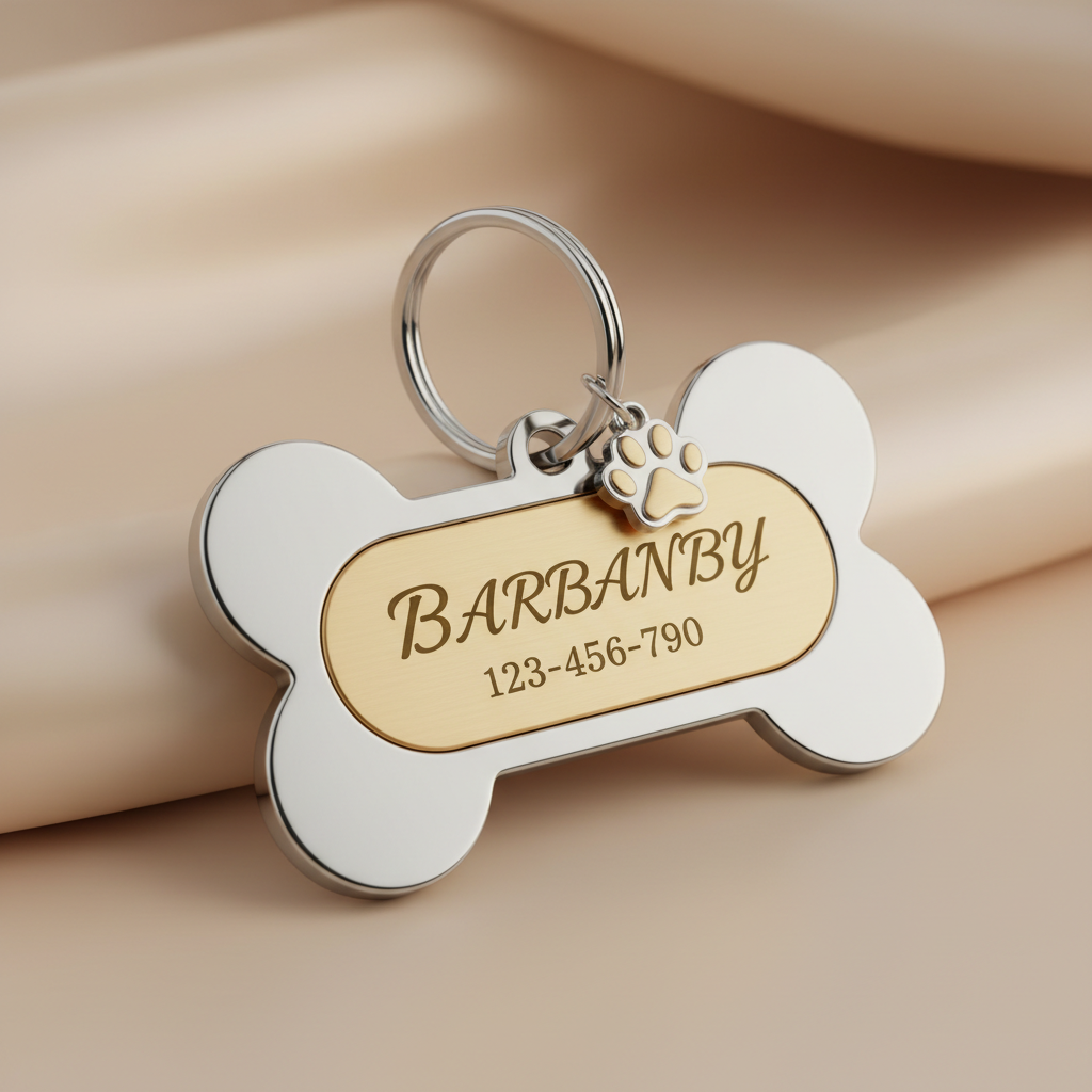 Bone Dog Tag in Stainless Steel