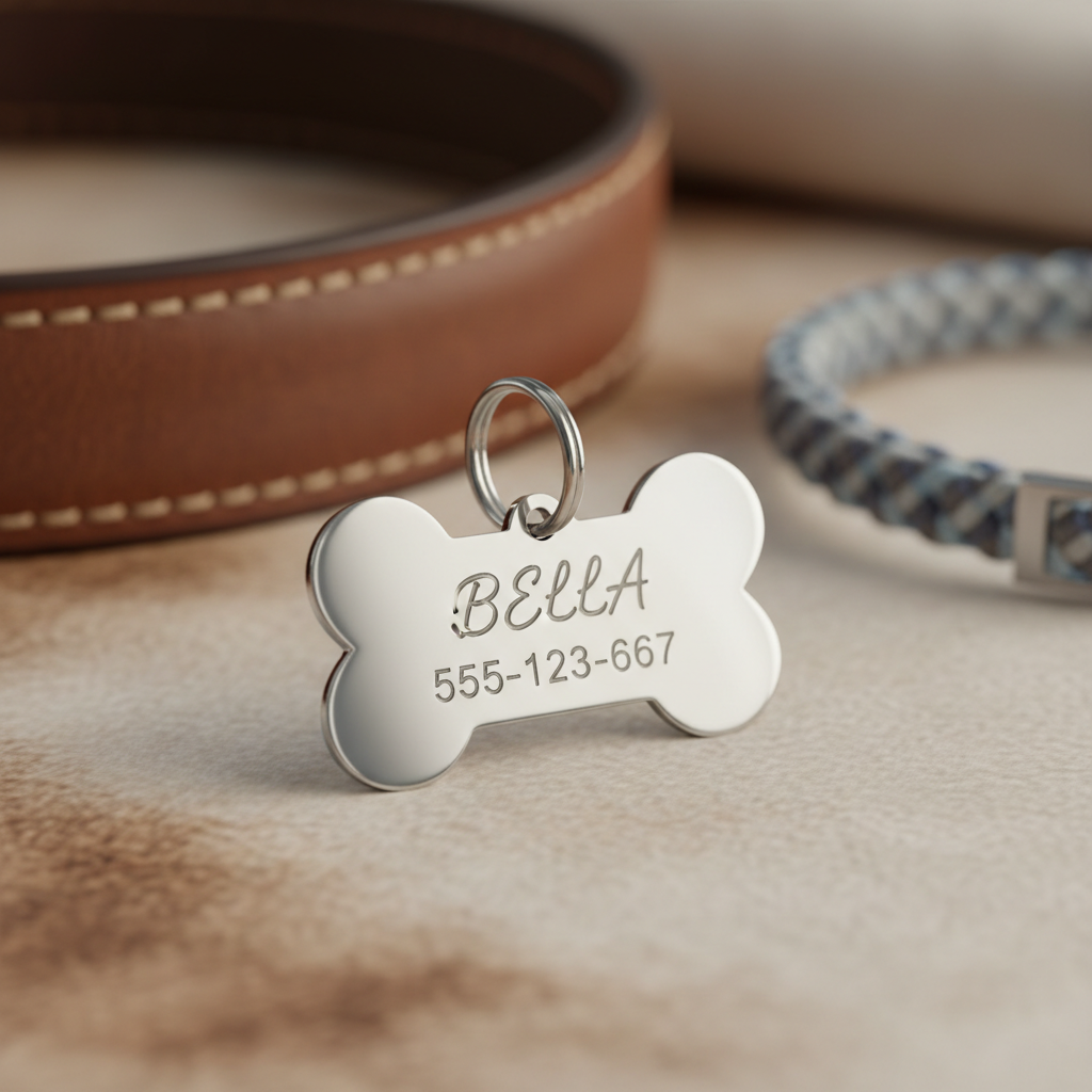 Bone Dog Tag in Stainless Steel