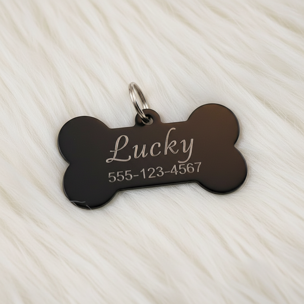 Bone Dog Tag in Stainless Steel